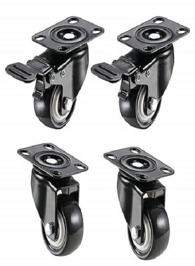 Implemental Imported Castor 2 Wheels with Lock & 2 Wheels Without Lock 185kg Load Capacity (1.5 inch) (1 Set of 4 pcs)(Black) - Image 1